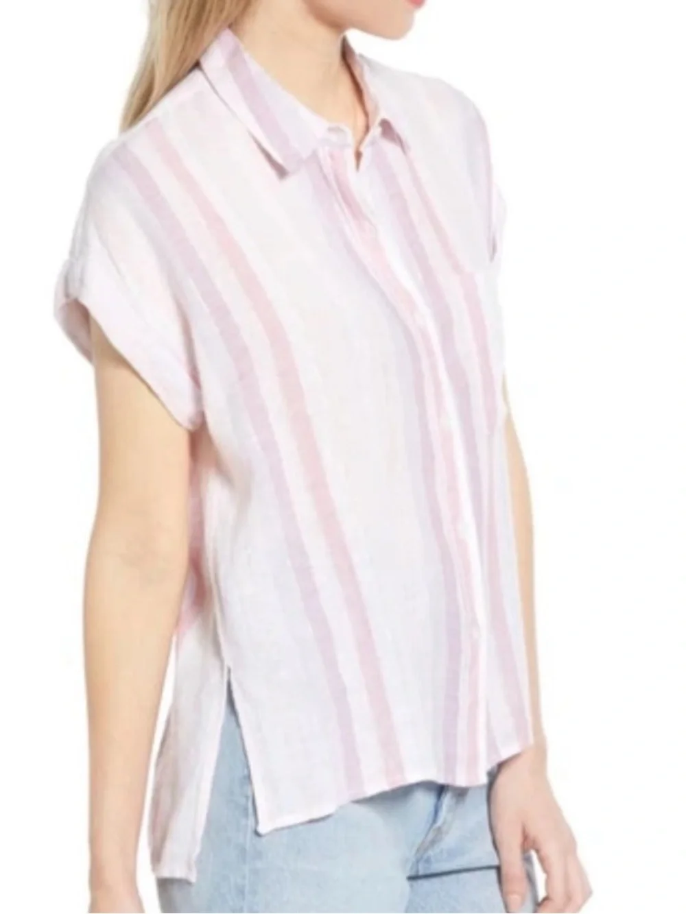 RAILS Whitney Sahara Stripe Linen Blend Oversized Button Shirt Size XS